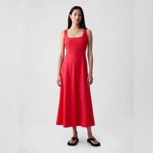 EUC GAP Linen-Blend Midi Dress in Slipper Red